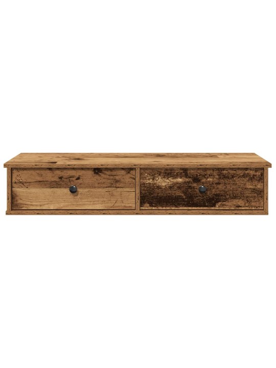 Seinähylly laatikoilla vanha puu 100x37,5x19 cm tekninen puu