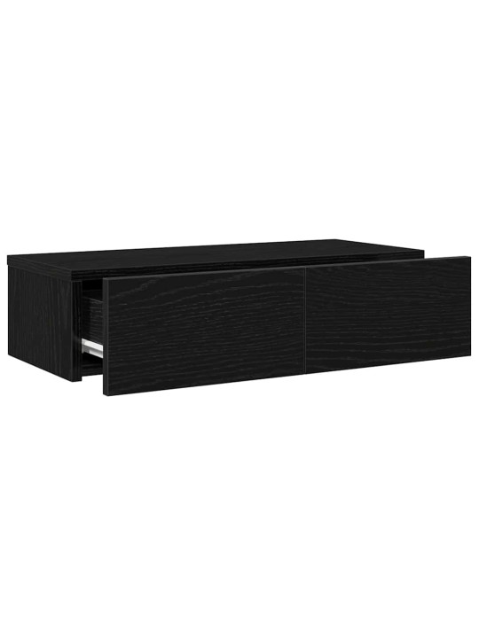 Seinähylly laatikoilla musta 60x26,5x15 cm tekninen puu