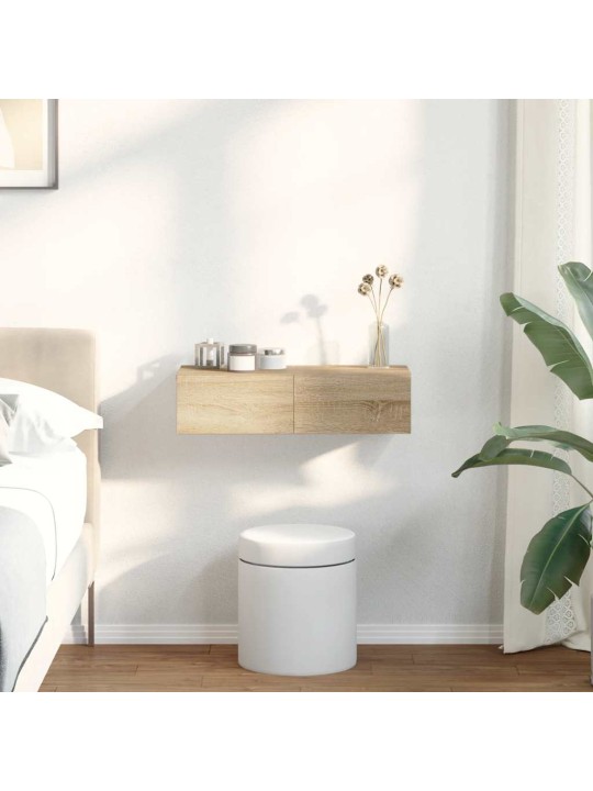 Seinähylly laatikoilla sonoma tammi 60x26,5x15 cm tekninen puu