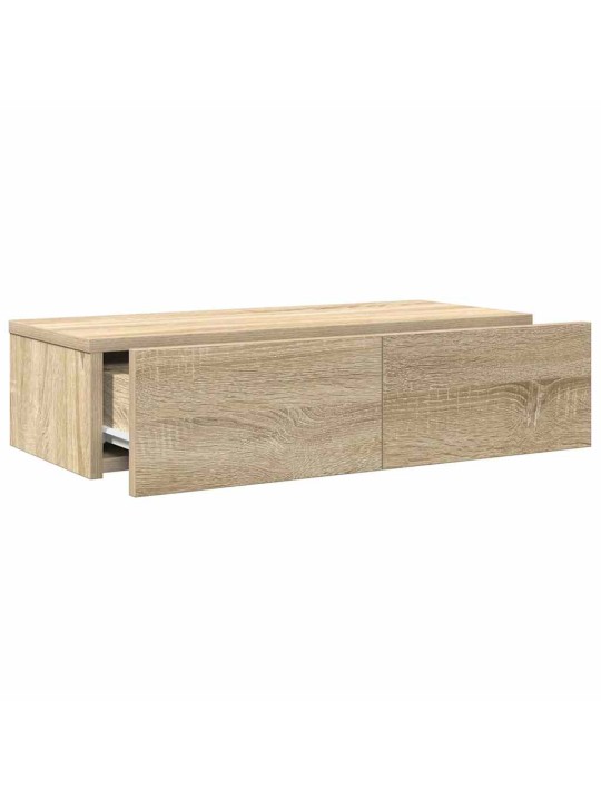 Seinähylly laatikoilla sonoma tammi 60x26,5x15 cm tekninen puu