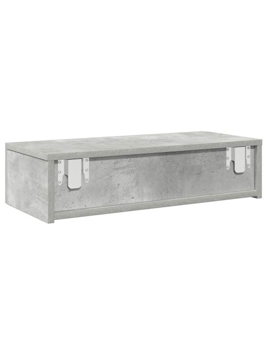 Seinähylly laatikoilla betoninharmaa 60x26,5x15 cm tekninen puu