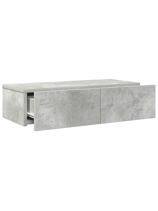 Seinähylly laatikoilla betoninharmaa 60x26,5x15 cm tekninen puu