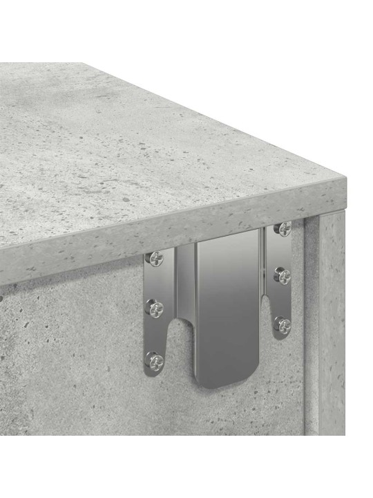 Seinähylly laatikoilla betoninharmaa 60x26,5x15 cm tekninen puu