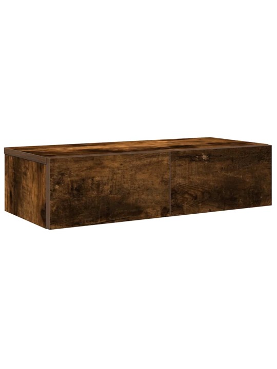Seinähylly laatikoilla savutammi 60x26,5x15 cm tekninen puu