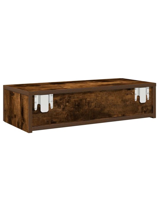 Seinähylly laatikoilla savutammi 60x26,5x15 cm tekninen puu