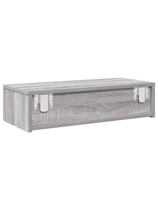 Seinähylly laatikoilla harmaa sonoma 60x26,5x15 cm tekninen puu