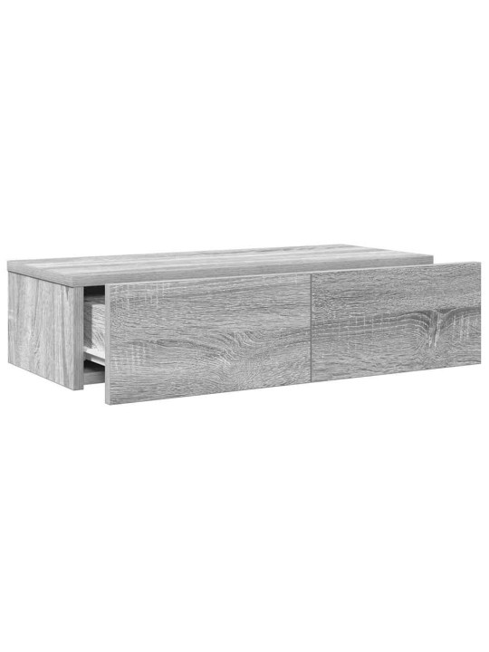 Seinähylly laatikoilla harmaa sonoma 60x26,5x15 cm tekninen puu