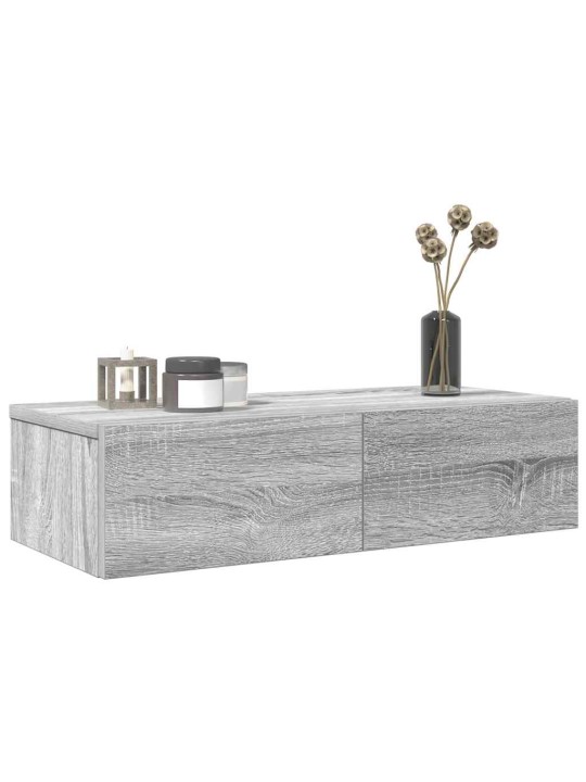 Seinähylly laatikoilla harmaa sonoma 60x26,5x15 cm tekninen puu
