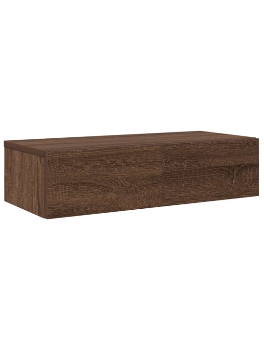 Seinähylly laatikoilla ruskea tammi 60x26,5x15 cm tekninen puu