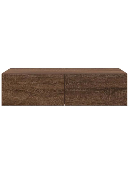 Seinähylly laatikoilla ruskea tammi 60x26,5x15 cm tekninen puu