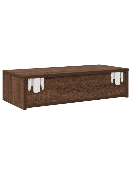 Seinähylly laatikoilla ruskea tammi 60x26,5x15 cm tekninen puu