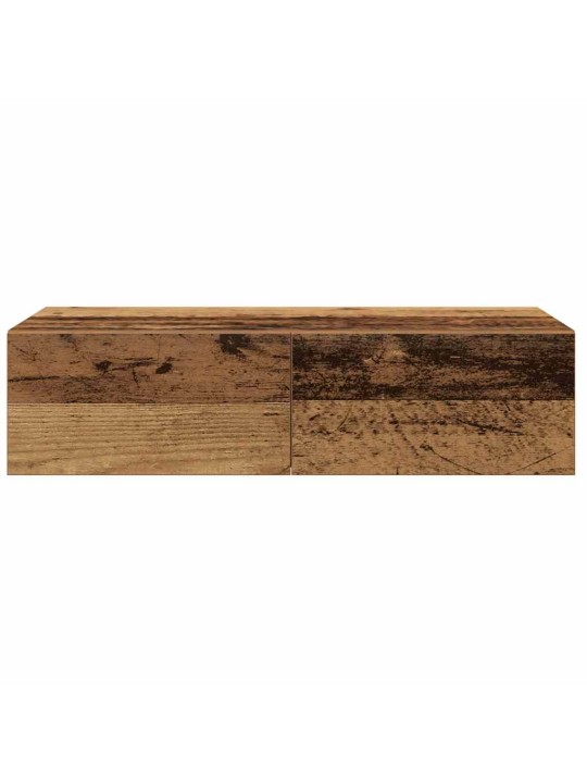 Seinähylly laatikoilla vanha puu 60x26,5x15 cm tekninen puu