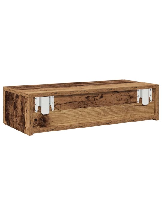 Seinähylly laatikoilla vanha puu 60x26,5x15 cm tekninen puu