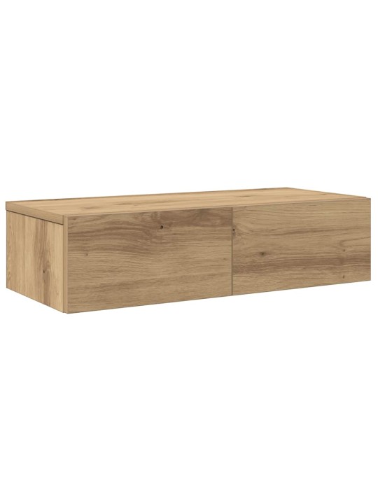 Seinähylly laatikoilla artesaani tammi 60x26,5x15 cm lastulevy