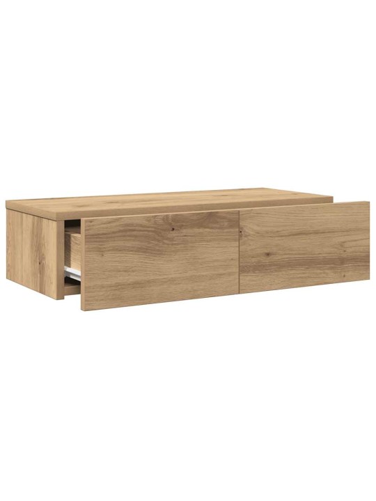 Seinähylly laatikoilla artesaani tammi 60x26,5x15 cm lastulevy