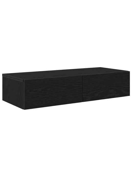 Seinähylly laatikoilla musta 80x33x17 cm tekninen puu