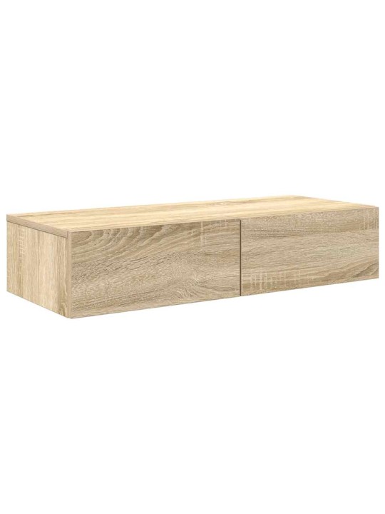 Seinähylly laatikoilla sonoma-tammi 80x33x17 cm tekninen puu