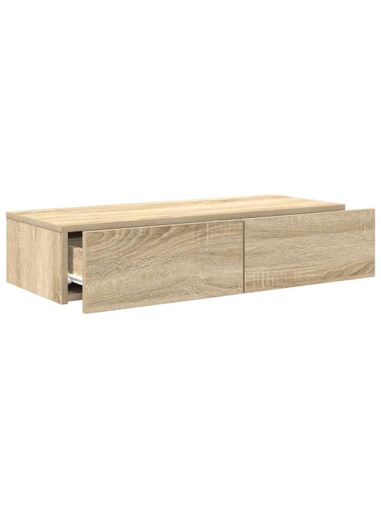Seinähylly laatikoilla sonoma-tammi 80x33x17 cm tekninen puu