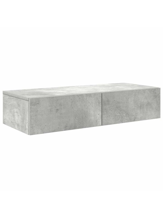Seinähylly laatikoilla betoninharmaa 80x33x17 cm tekninen puu