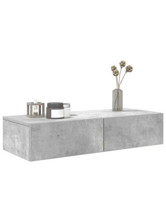 Seinähylly laatikoilla betoninharmaa 80x33x17 cm tekninen puu