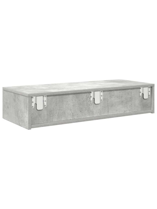 Seinähylly laatikoilla betoninharmaa 80x33x17 cm tekninen puu