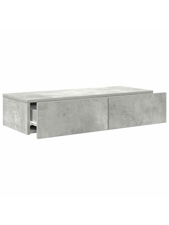 Seinähylly laatikoilla betoninharmaa 80x33x17 cm tekninen puu