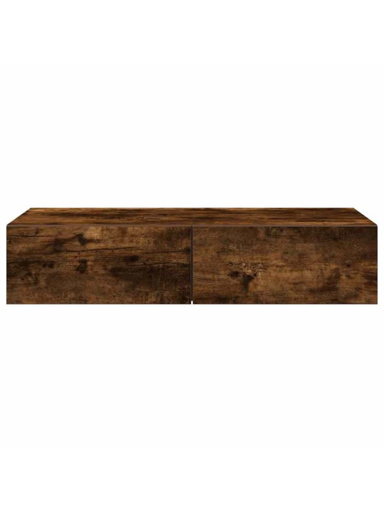 Seinähylly laatikoilla savutammi 80x33x17 cm tekninen puu