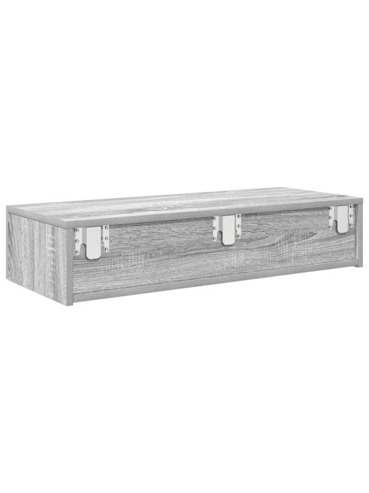 Seinähylly laatikoilla harmaa sonoma 80x33x17 cm tekninen puu