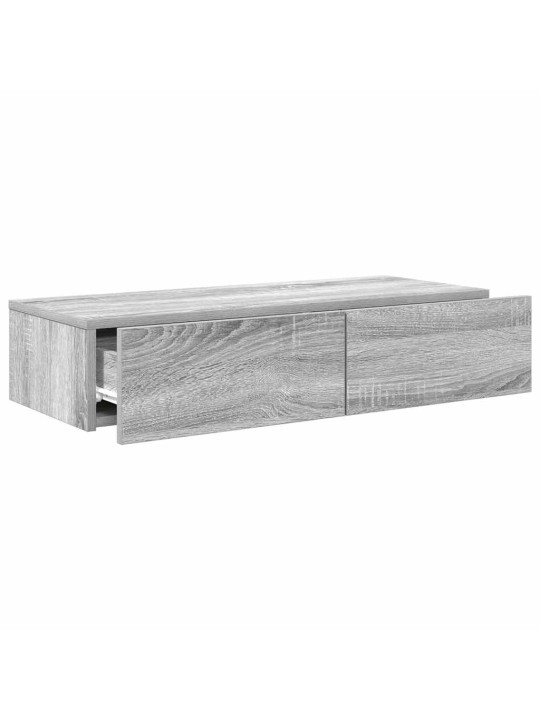 Seinähylly laatikoilla harmaa sonoma 80x33x17 cm tekninen puu