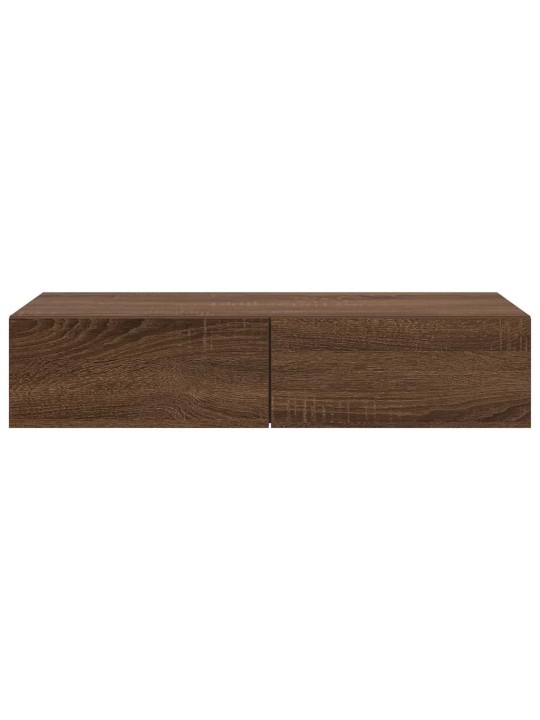 Seinähylly laatikoilla ruskea tammi 80x33x17 cm tekninen puu