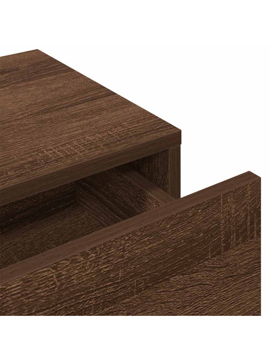 Seinähylly laatikoilla ruskea tammi 80x33x17 cm tekninen puu