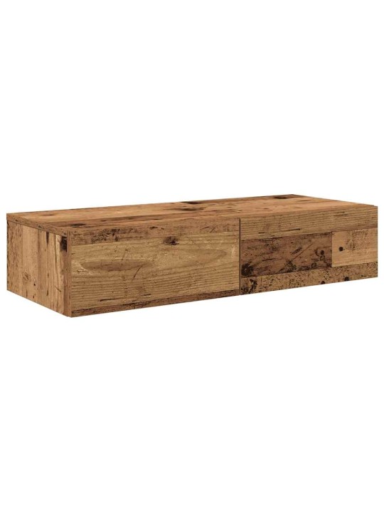 Seinähylly laatikoilla vanha puu 80x33x17 cm tekninen puu