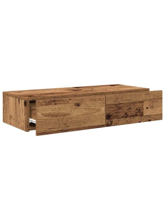 Seinähylly laatikoilla vanha puu 80x33x17 cm tekninen puu