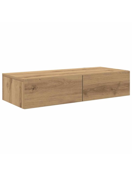 Seinähylly laatikoilla artesaani tammi 80x33x17 cm tekninen puu