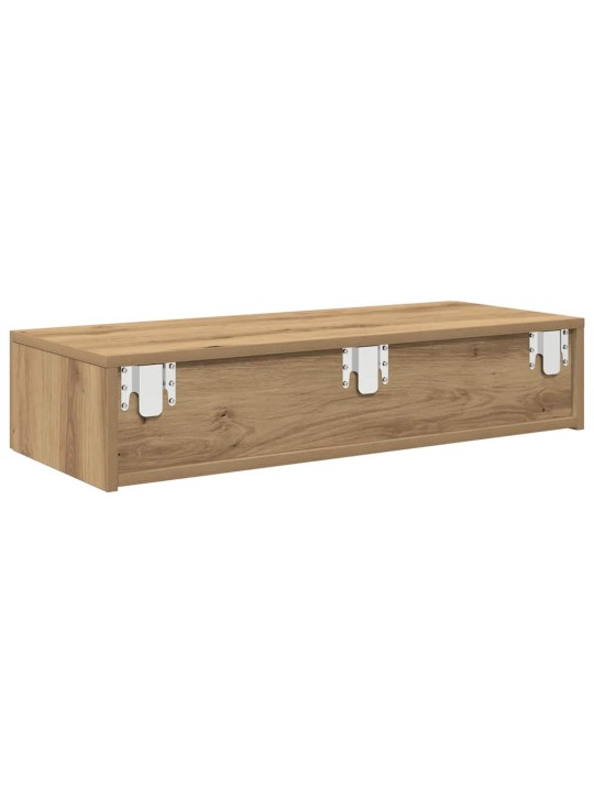 Seinähylly laatikoilla artesaani tammi 80x33x17 cm tekninen puu
