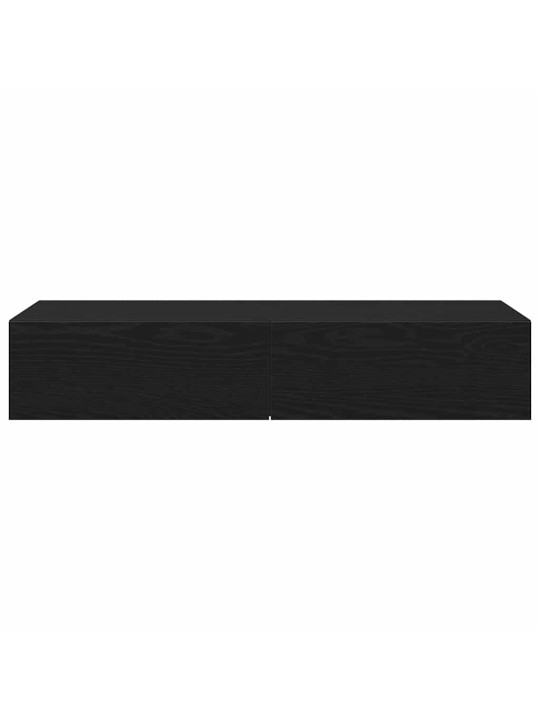 Seinähylly laatikoilla musta 100x36x19 cm tekninen puu