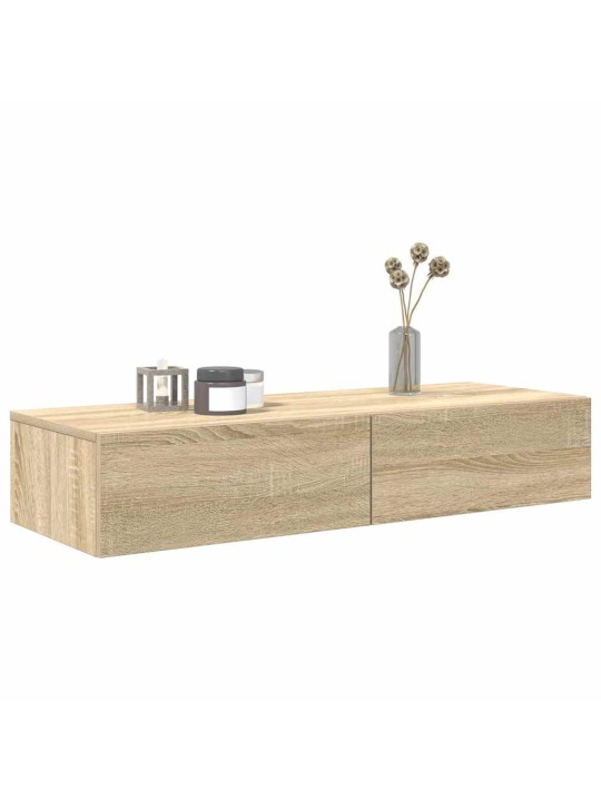 Seinähylly laatikoilla sonoma-tammi 100x36x19 cm tekninen puu