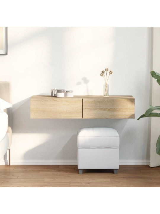Seinähylly laatikoilla sonoma-tammi 100x36x19 cm tekninen puu