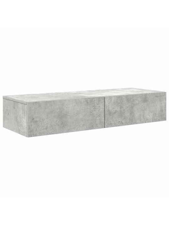 Seinähylly laatikoilla betoninharmaa 100x36x19 cm tekninen puu