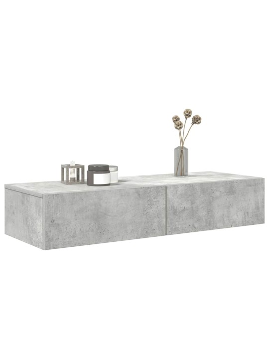 Seinähylly laatikoilla betoninharmaa 100x36x19 cm tekninen puu