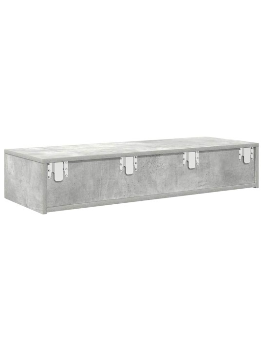 Seinähylly laatikoilla betoninharmaa 100x36x19 cm tekninen puu