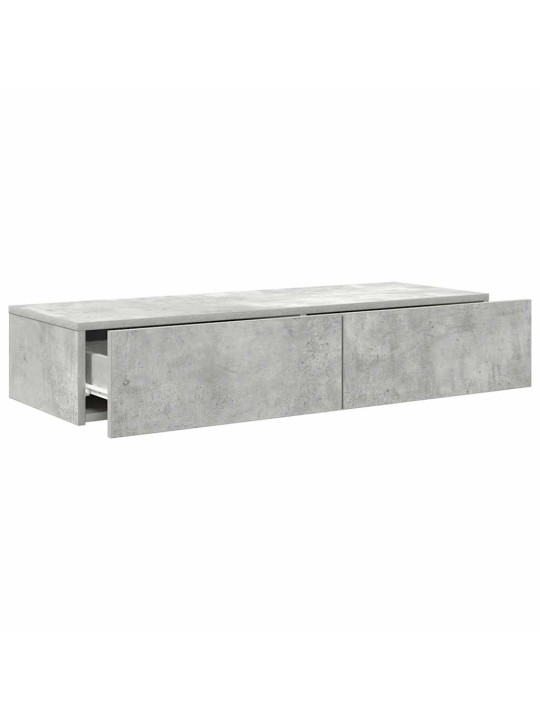 Seinähylly laatikoilla betoninharmaa 100x36x19 cm tekninen puu