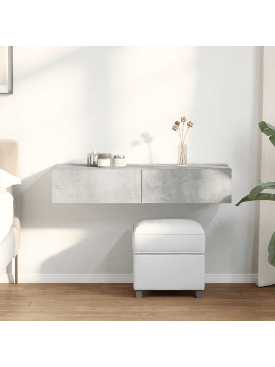 Seinähylly laatikoilla betoninharmaa 100x36x19 cm tekninen puu
