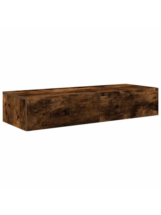 Seinähylly laatikoilla savutammi 100x36x19 cm tekninen puu