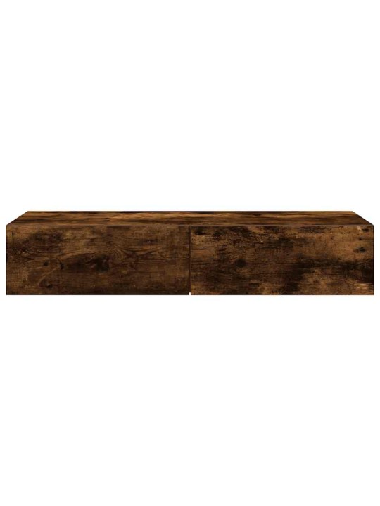 Seinähylly laatikoilla savutammi 100x36x19 cm tekninen puu