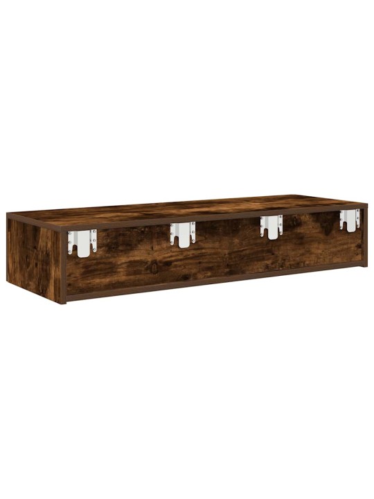 Seinähylly laatikoilla savutammi 100x36x19 cm tekninen puu