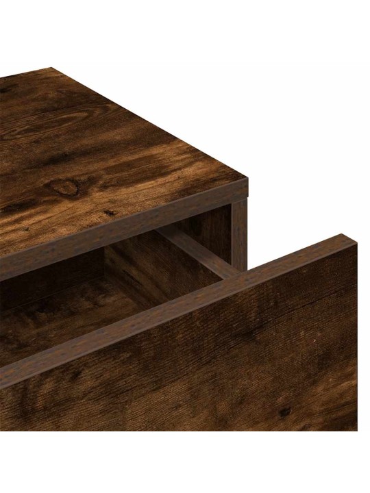 Seinähylly laatikoilla savutammi 100x36x19 cm tekninen puu