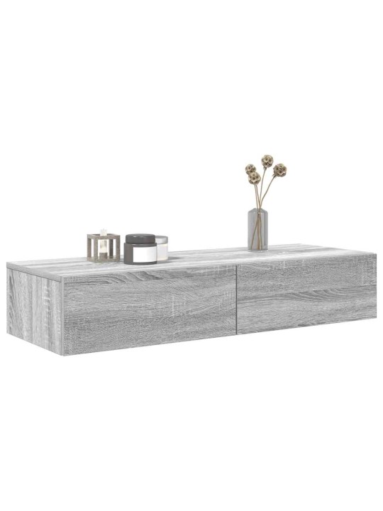 Seinähylly laatikoilla harmaa sonoma 100x36x19 cm tekninen puu