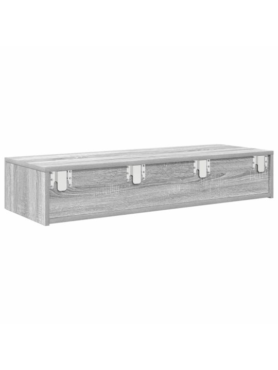 Seinähylly laatikoilla harmaa sonoma 100x36x19 cm tekninen puu