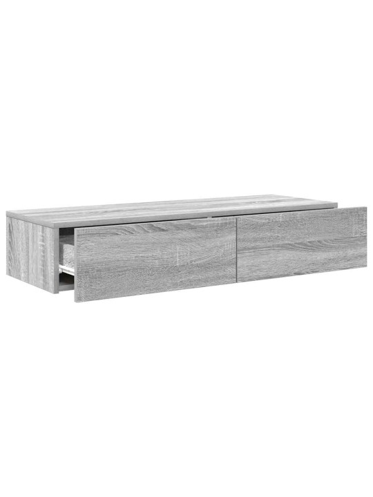 Seinähylly laatikoilla harmaa sonoma 100x36x19 cm tekninen puu